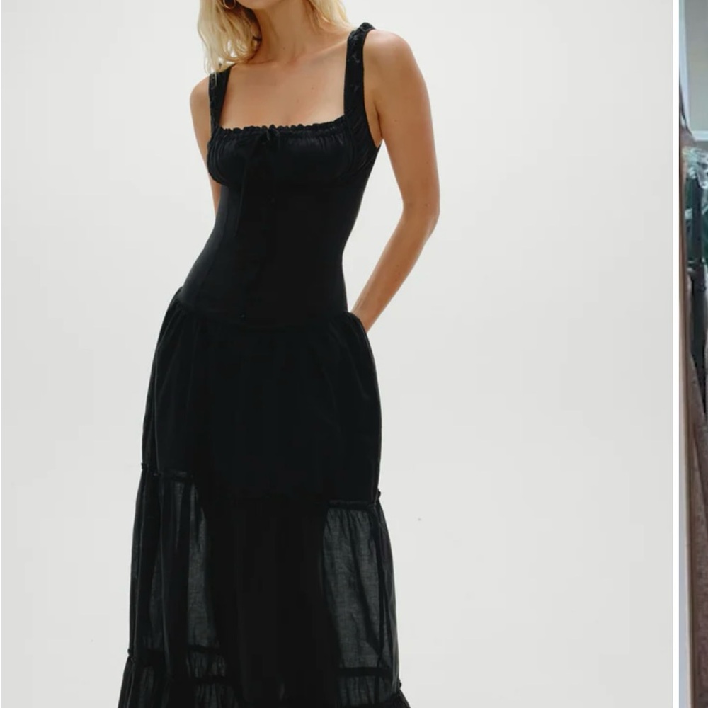 Frankie’s Bikinis Christabelle Ruffle black maxi dress